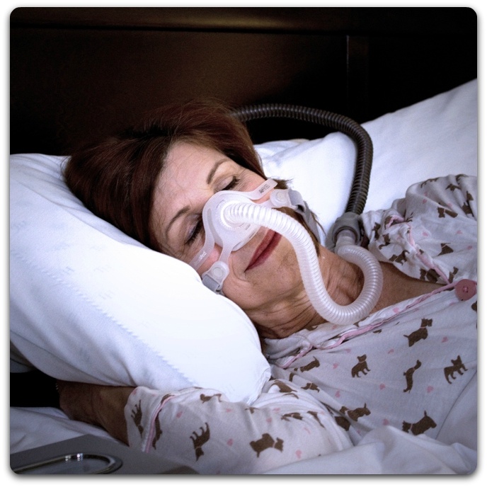 Woman using PAP therapy